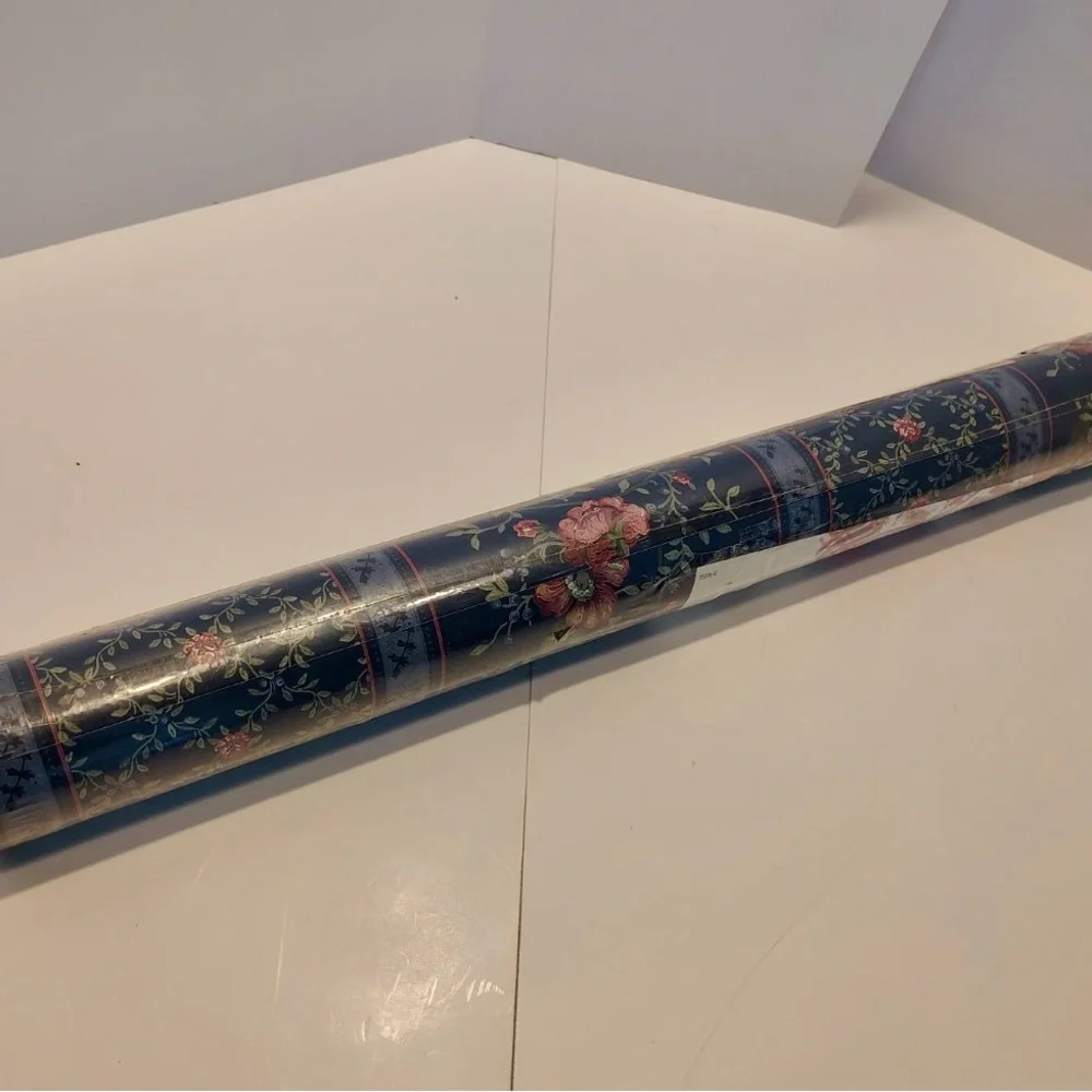 VTG Imperial Floral Prepasted Wallpaper Moody Romantic Cottagecore Blue Pink